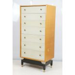 Mid century G Plan Librenza chest of seven drawers, with embossed G Plan logo and retailer's label