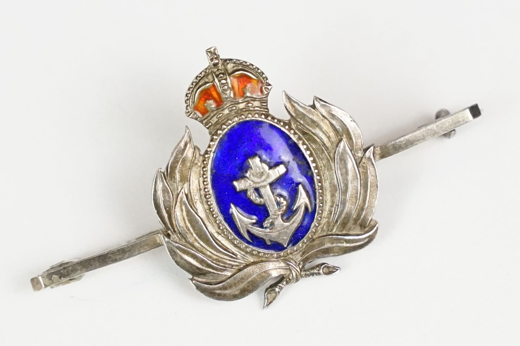 WW2 sterling silver and enamel naval sweetheart brooch - Image 2 of 4