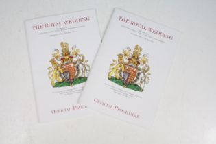 Two Royal Wedding of Prince William & Kate Middleton official programmes.