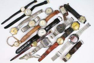 Collection of assorted watches to include Cossak, Rotary, Ingersoll jump hour, 1940's military dial,
