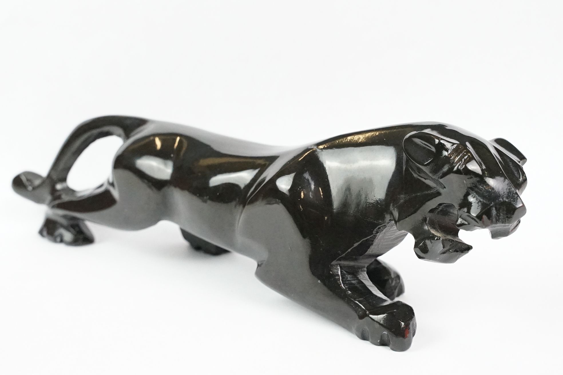 Two chrome jaguar car mascots, together with two miniature chrome jaguars and a black resin - Image 2 of 5