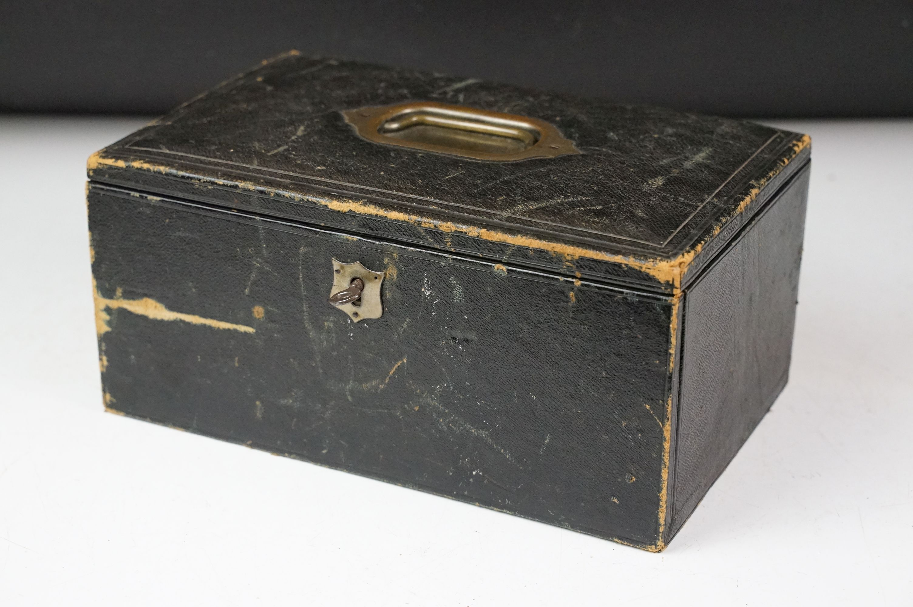 Late 19th / early 20th century leather clad stationery box, the contents to include dip pen, - Image 6 of 7
