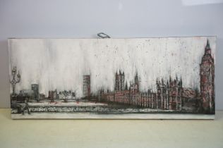 London scene, Big Ben and the Houses of Parliament, oil on canvas, 56 x 140cm