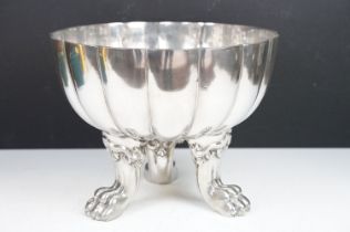 Polished pewter centrepiece bowl designed by famous Italian interior designer Giovanni Parini (