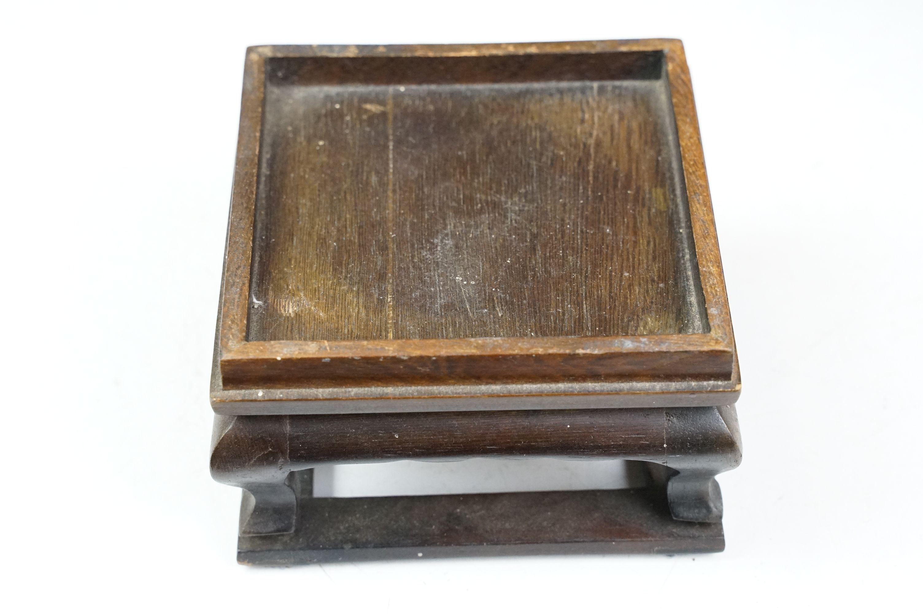 Chinese Wooden Miniature Altar Table, 24cm long together with a Chinese Hardwood Square Stand, - Image 6 of 7