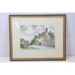 Liz Deakin, The White Horse pub, watercolour, signed lower left and dated '77, 30 x 43cm, framed and