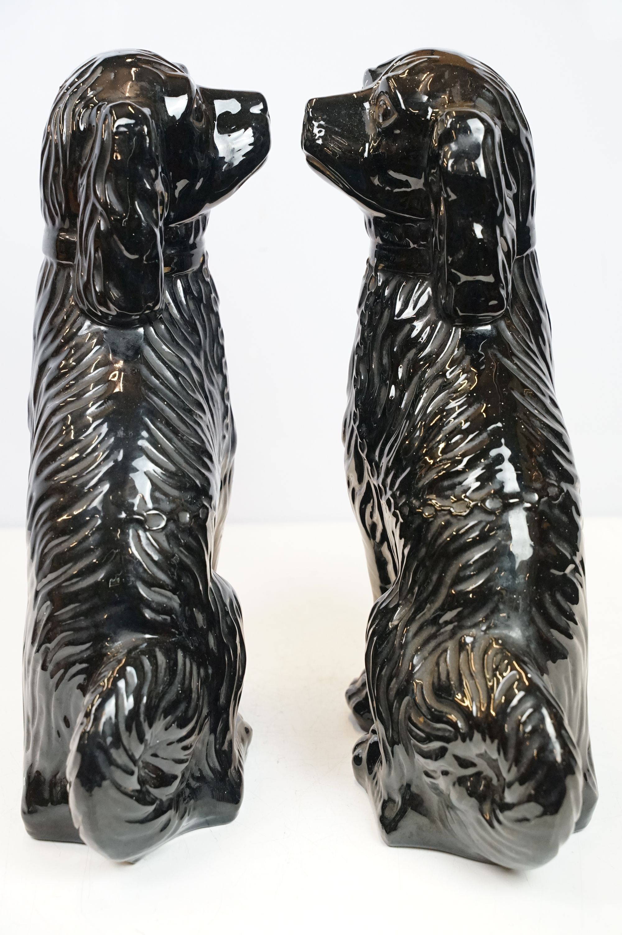 Pair of black cats in Staffordshire style, 35cm high - Image 5 of 8