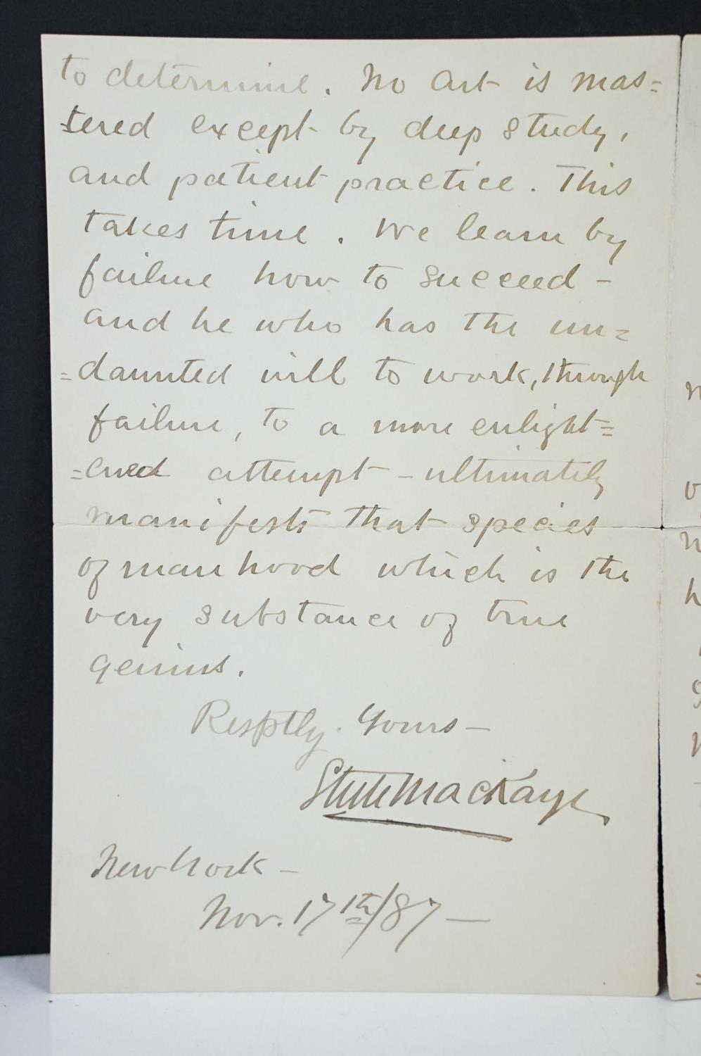 James Morrison Steele MacKaye (1842-1894) - A handwritten letter, dated November 17th 1887, relating - Image 2 of 4