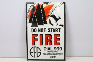 ' Do Not Start Fire ' enamel wall sign, approx 61cm x 40cm
