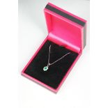 18ct white gold emerald and diamond pendant necklace