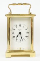 French ' Bayard ' 8 Day Carriage Clock in gilt metal case with three bevelled glass panels, 15cm