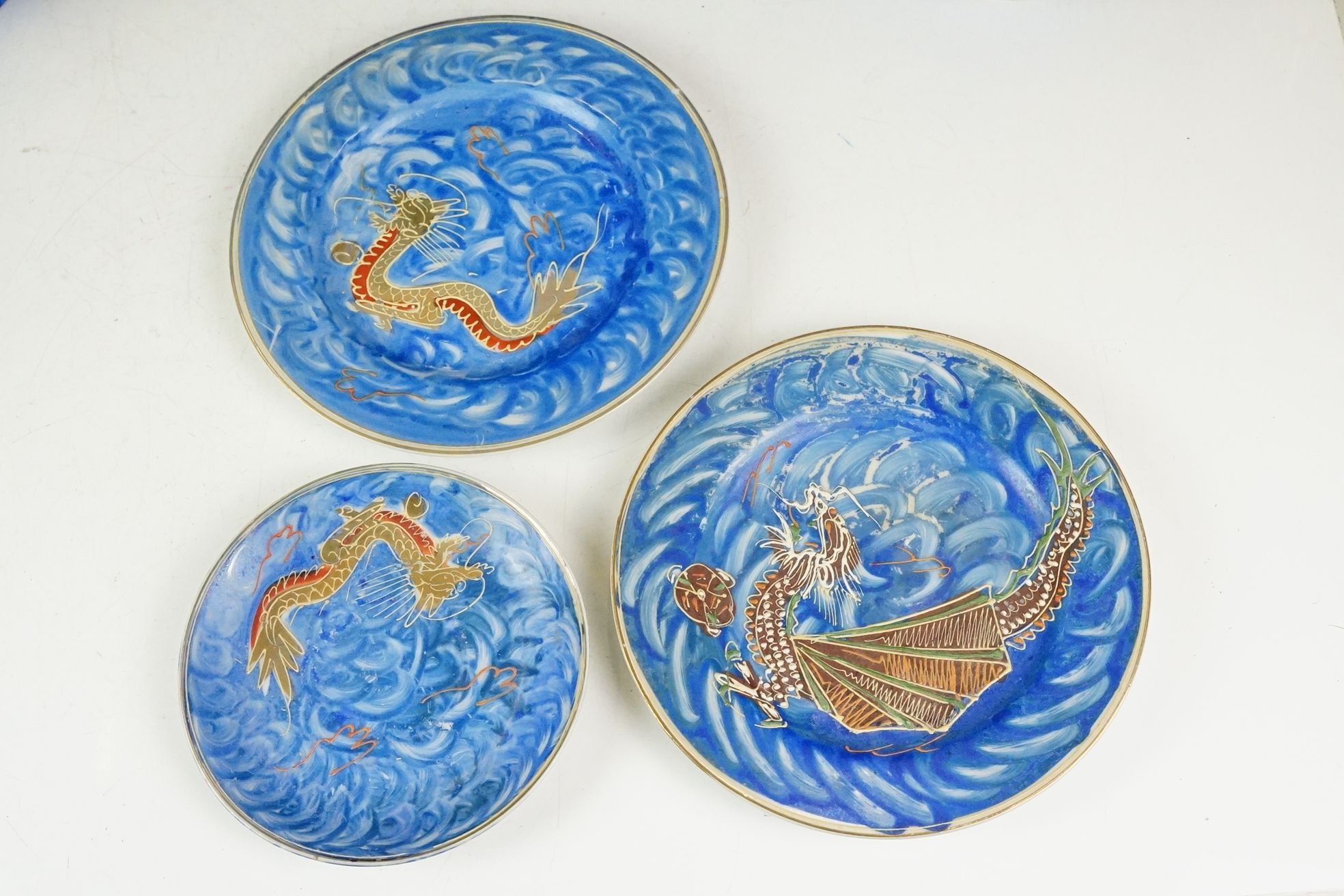 Japanese Kutani porcelain tea set for six with enamelled dragon decoration - Image 7 of 8