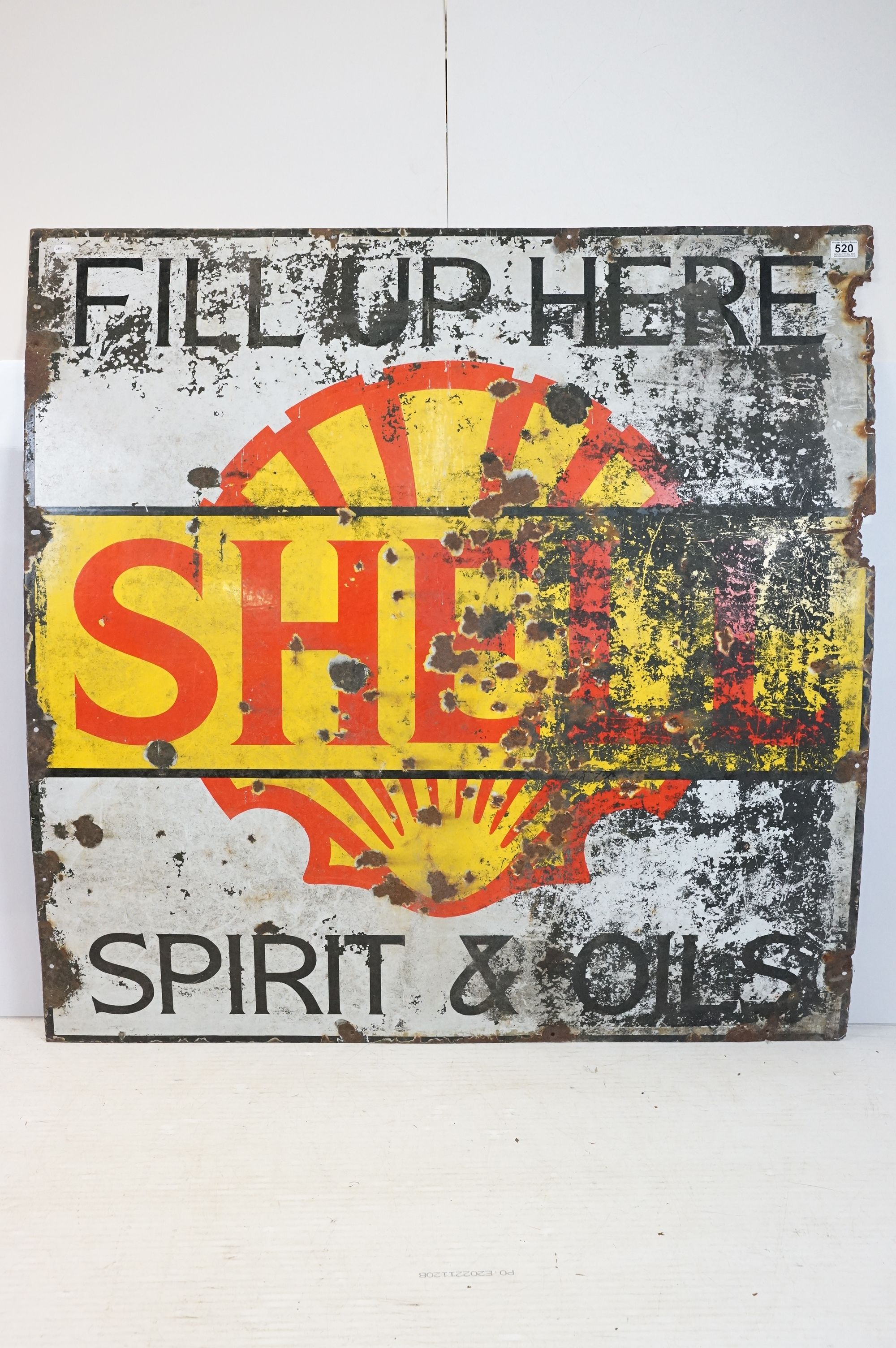 Shell Fill Up Here Spirit & Oils enamel sign, 121 x 122cm
