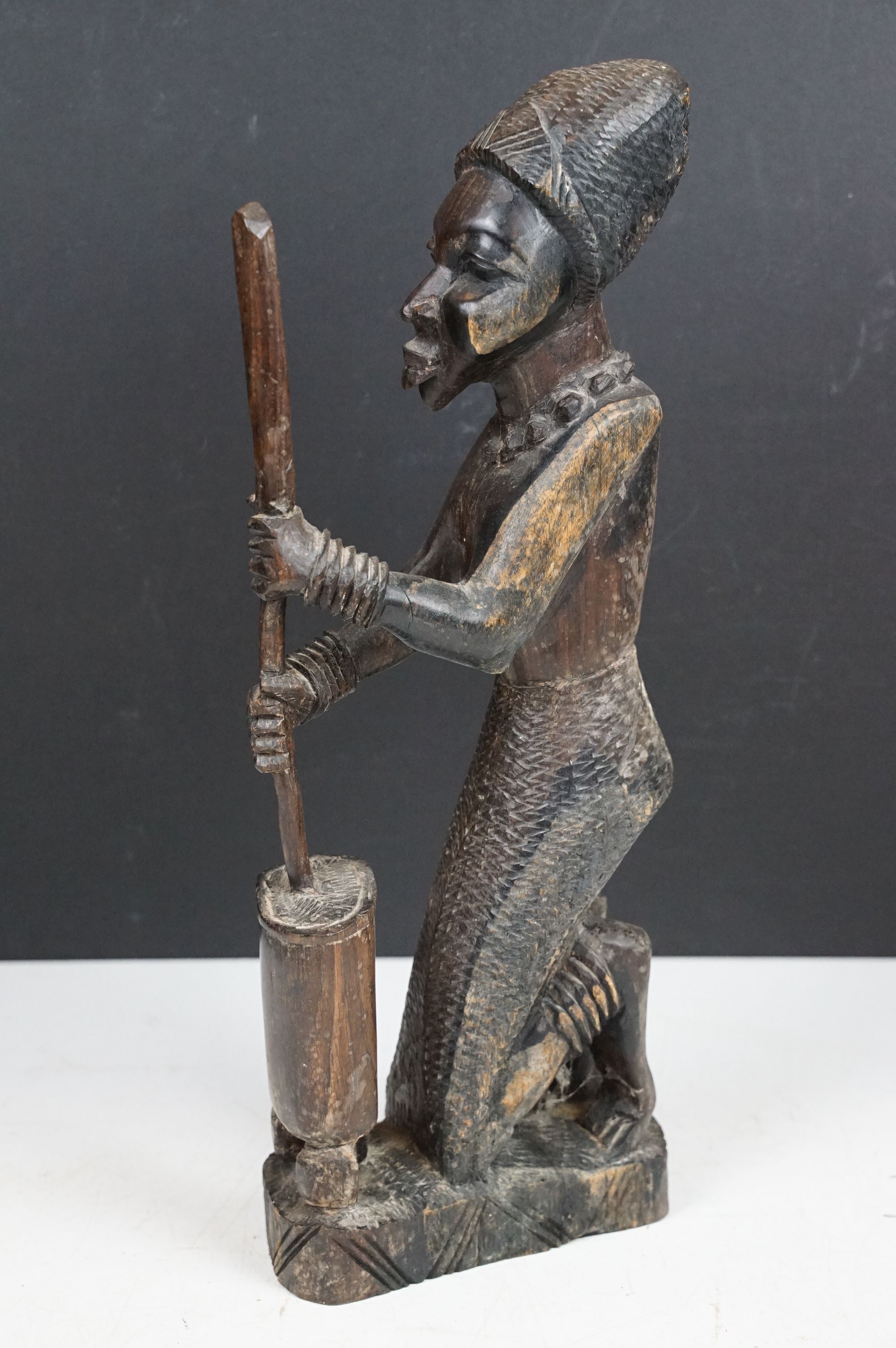 Pair of African carved hardwood stylised figures, tallest approx 34cm - Image 2 of 12