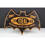 Advertising - A reproduction Ideal Batman toys enamel sign in the form of a bat, approx 30cm wide