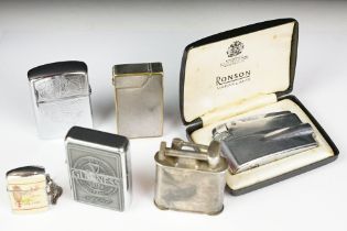 Collection of Lighters including Art Deco Cased Ronson Varaflame, Advertising Westerfield King