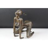 Erotic bronze sculpture depicting a nude female, approx 25cm tall
