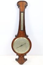 Late Victorian carved rosewood barometer, with thermometer, inscribed G Kegele, London, 102cm high