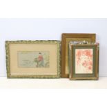 Three framed portrait studies to include: Art Deco ladies, masked ball figures and a Chinese lady