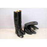 Pair of handmade leather riding boots (around size 9 / 43), together with a pair of leather lined