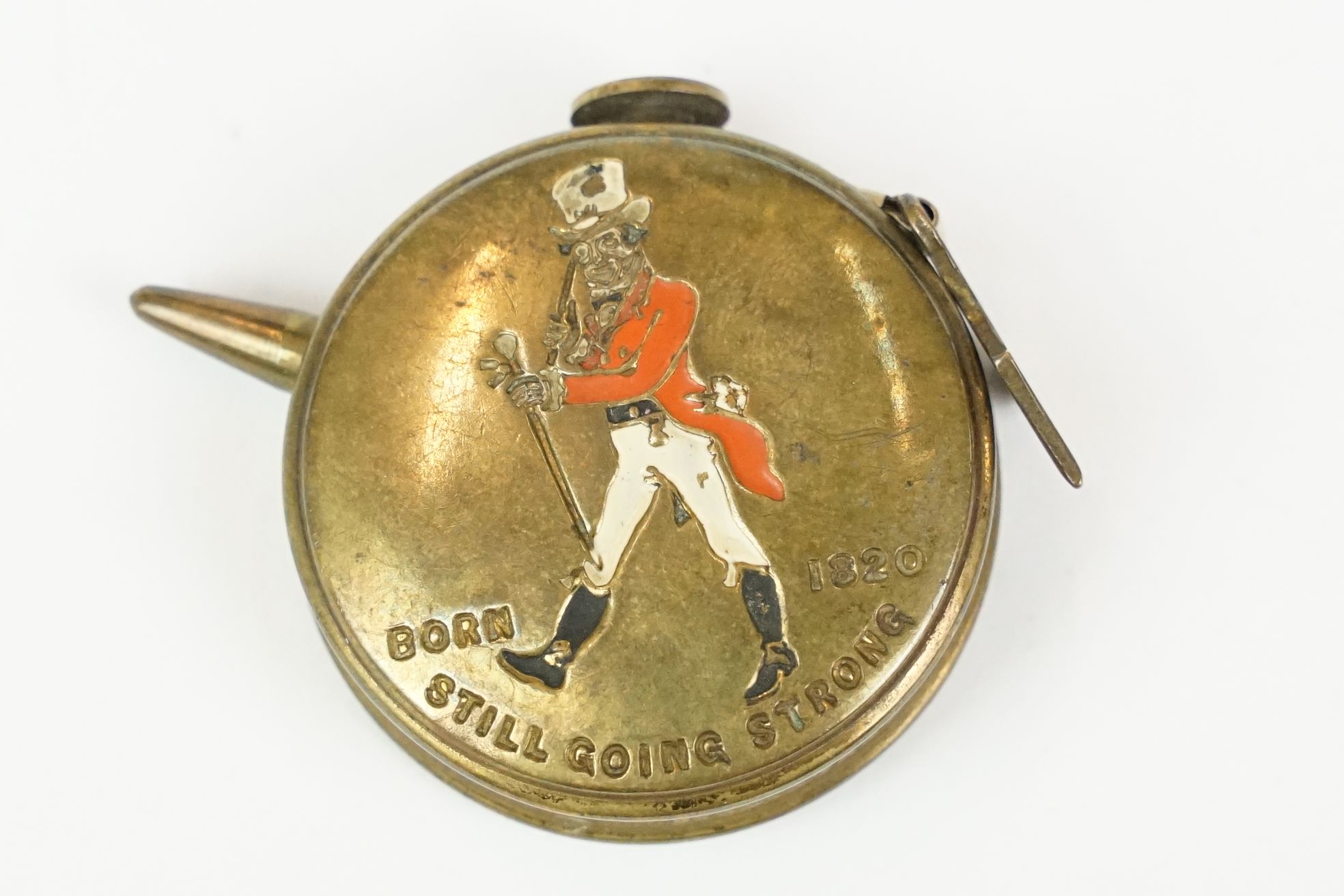 Early 20th century ' Johnnie Walker ' Whiskey Enamelled Bowls Tape Measure marked ' born 1820, still - Image 2 of 6