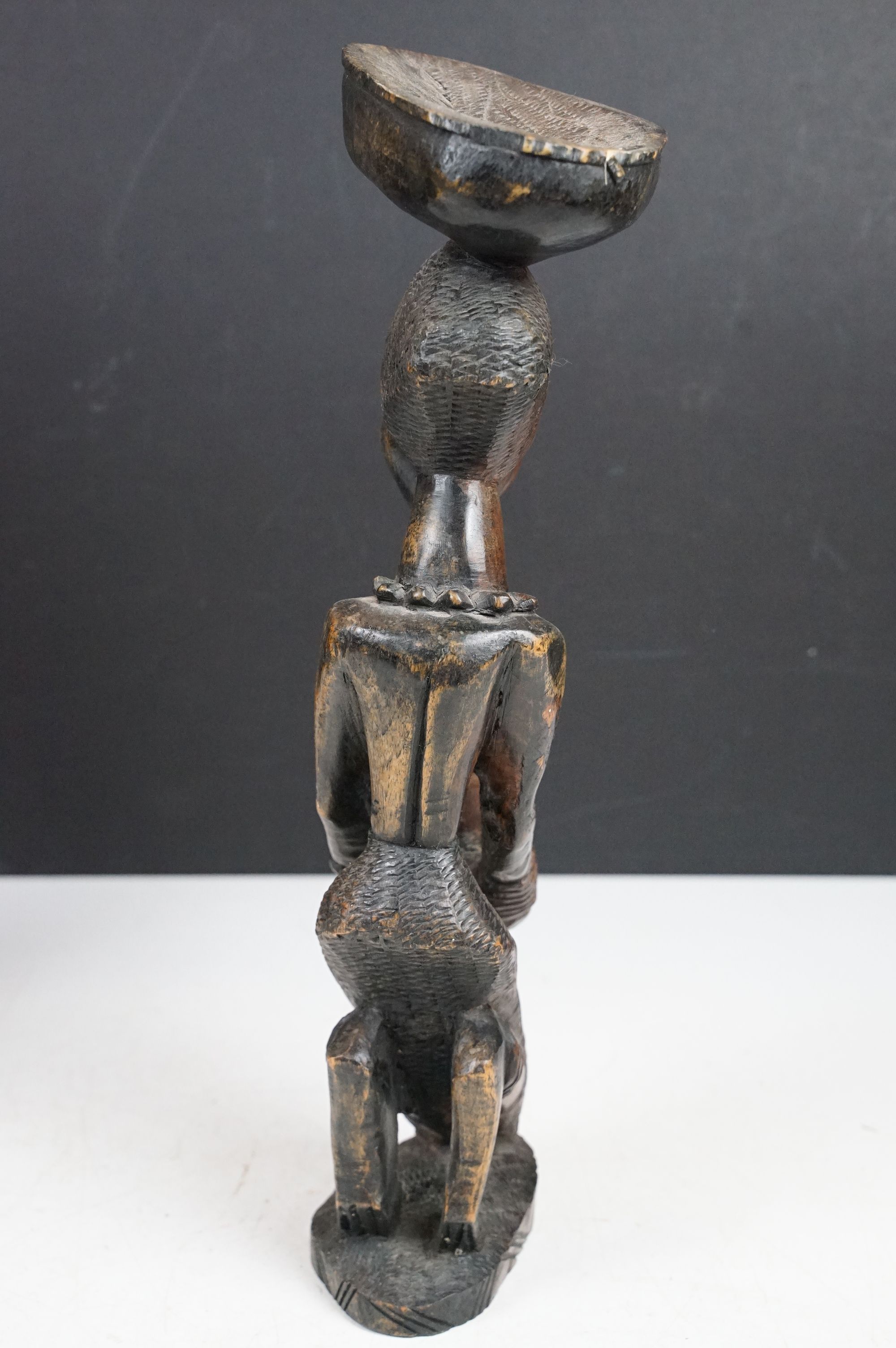Pair of African carved hardwood stylised figures, tallest approx 34cm - Image 10 of 12