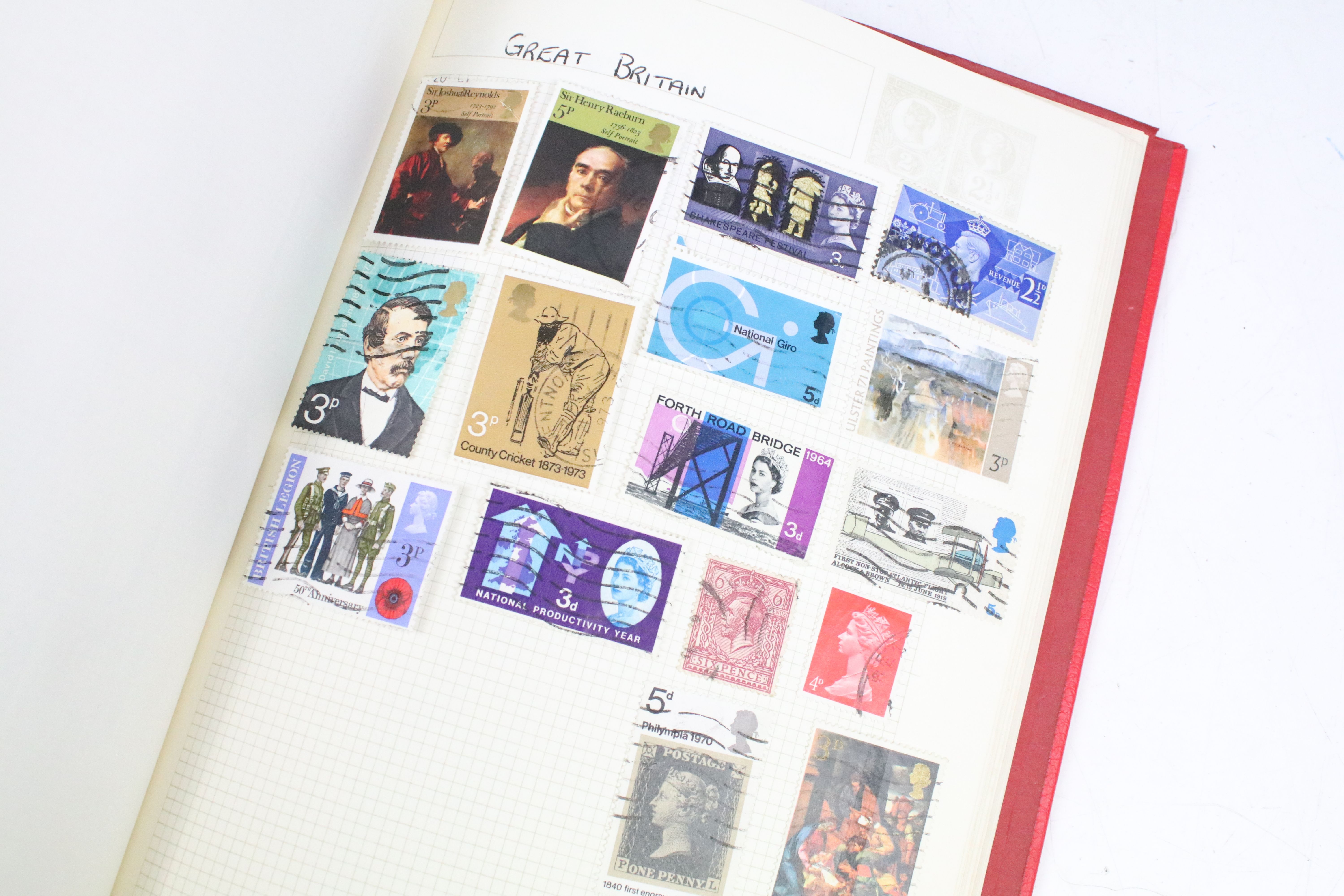 A collection of five stamp albums containing stamps from the UK, mainly post war to include some - Image 26 of 30