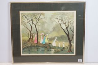 Helen Bradley, a signed romantic print with blind stamp, titled ' On a Lovely Summers Day ',