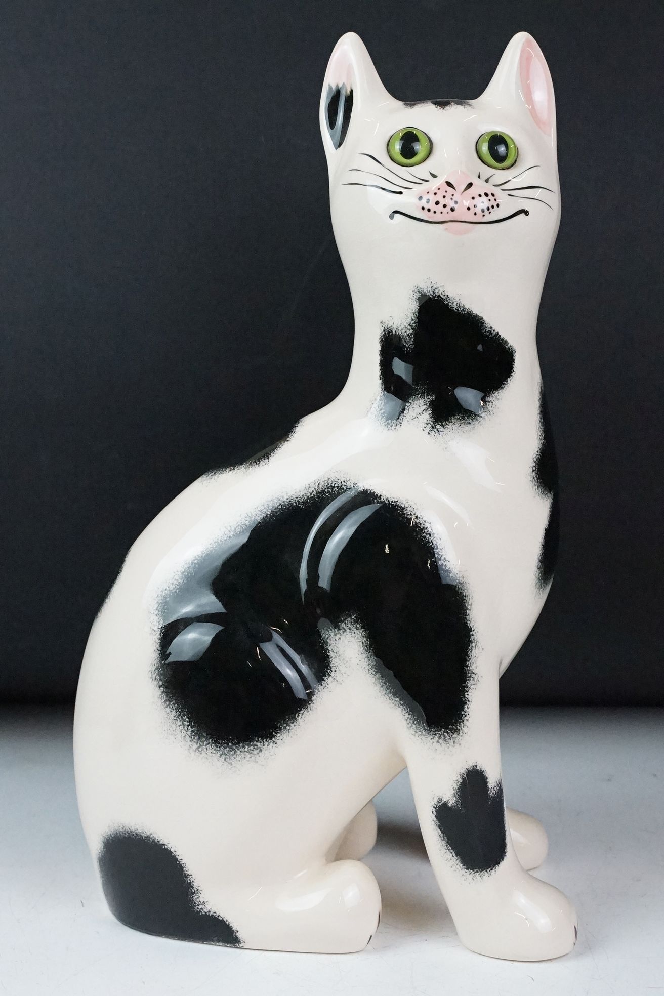 Griselda Hill Pottery Wemyss black and white cat, signed G. Hill Pottery to base and Wemyss, 34cm - Image 2 of 10