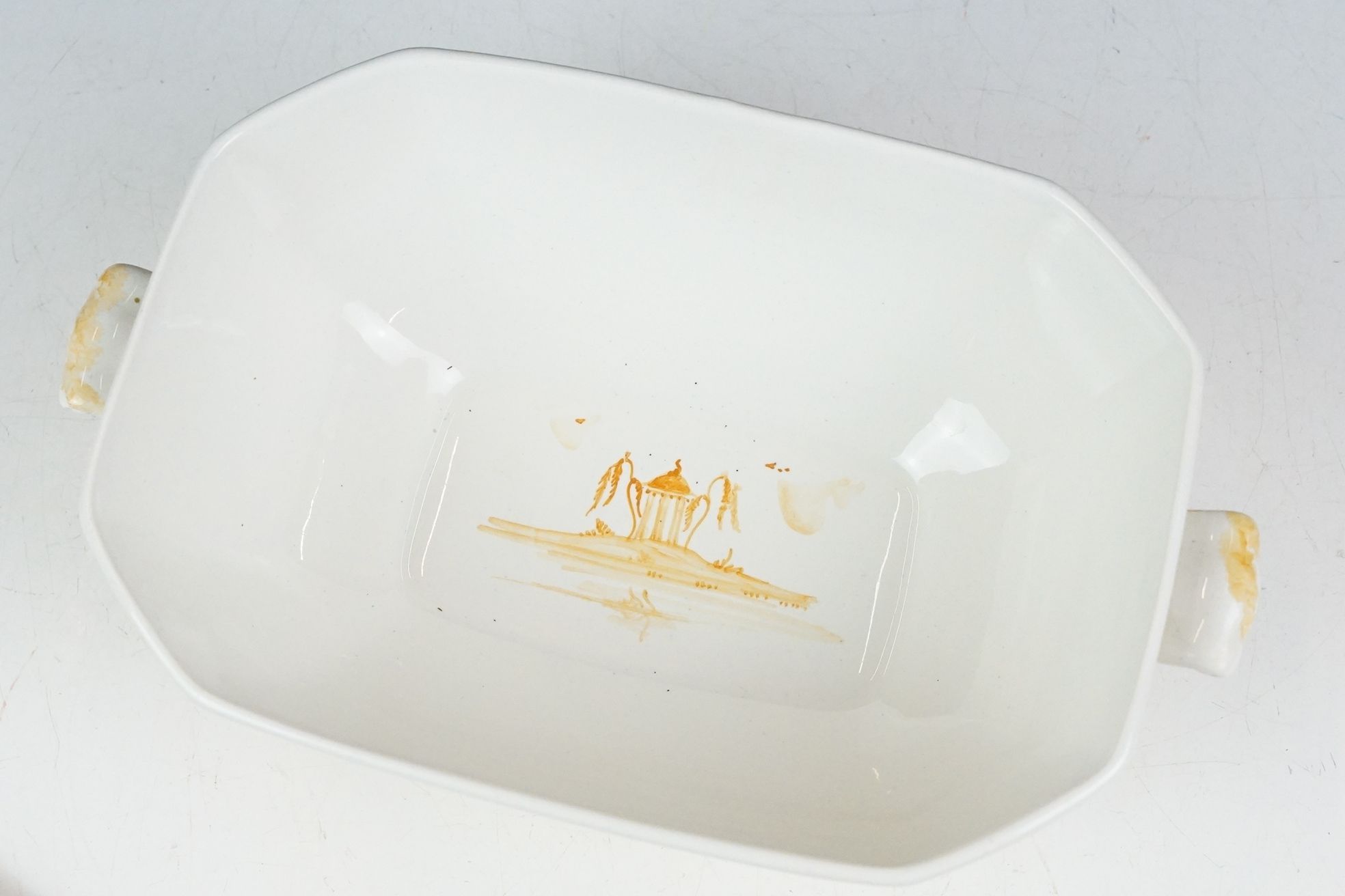 Isis Pottery, Oxford tureen and cover, hand painted in the saffron palette, 25cm long and an Isis - Image 7 of 12