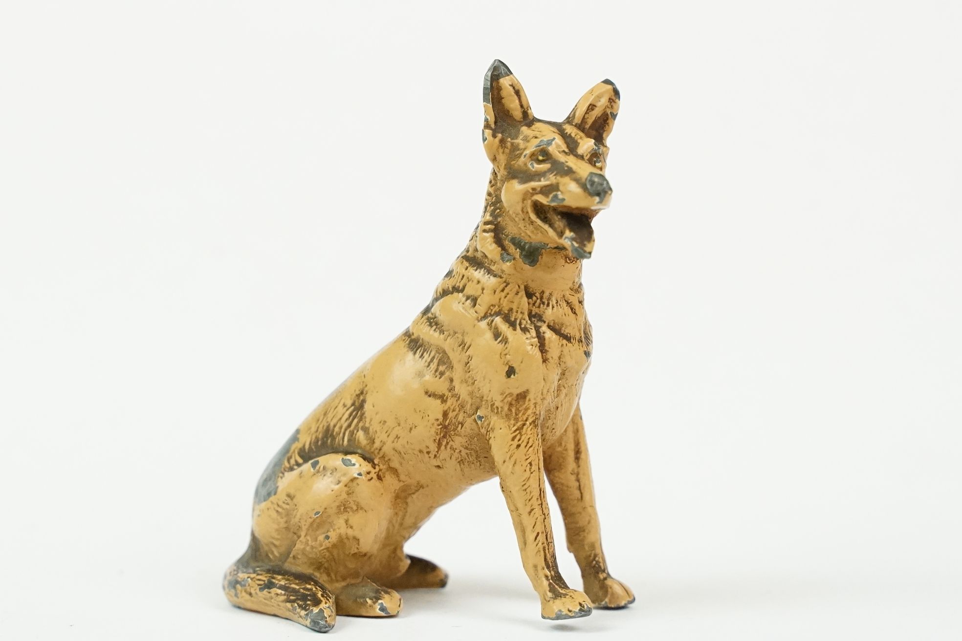 Austrian style Cold Painted Model of a Seated Alsatian / German Shepherd Dog, 3" tall