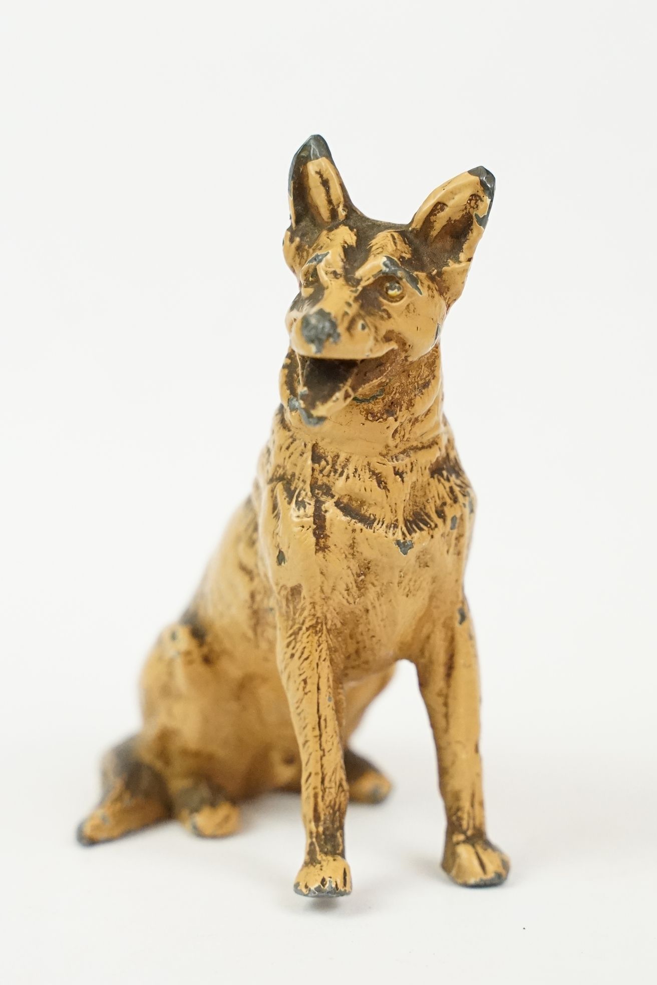 Austrian style Cold Painted Model of a Seated Alsatian / German Shepherd Dog, 3" tall - Image 2 of 6