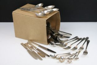 A collection of silver plated cutlery to include a selection of military examples marked with the