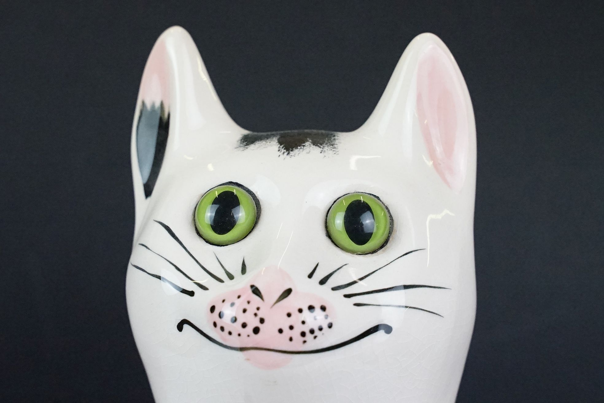 Griselda Hill Pottery Wemyss black and white cat, signed G. Hill Pottery to base and Wemyss, 34cm - Image 5 of 10