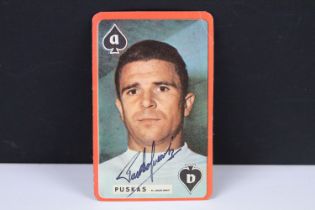 A signed playing card by Ferenc Puskas.