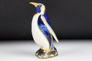 Royal Crown Derby model of an Emperor Penguin, with gold stopper, 13.5cm high
