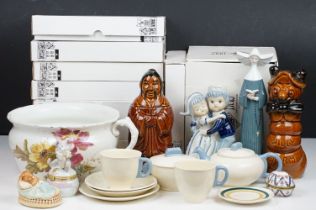 Mixed ceramics to include Lladro 5500 Prayerful Moment, Nao 01053 Pequeno Pierrot Lector, Pendelfin,