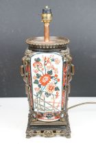 Oriental ceramic table lamp decorated in the Imari palette (approx 38cm high), together with a
