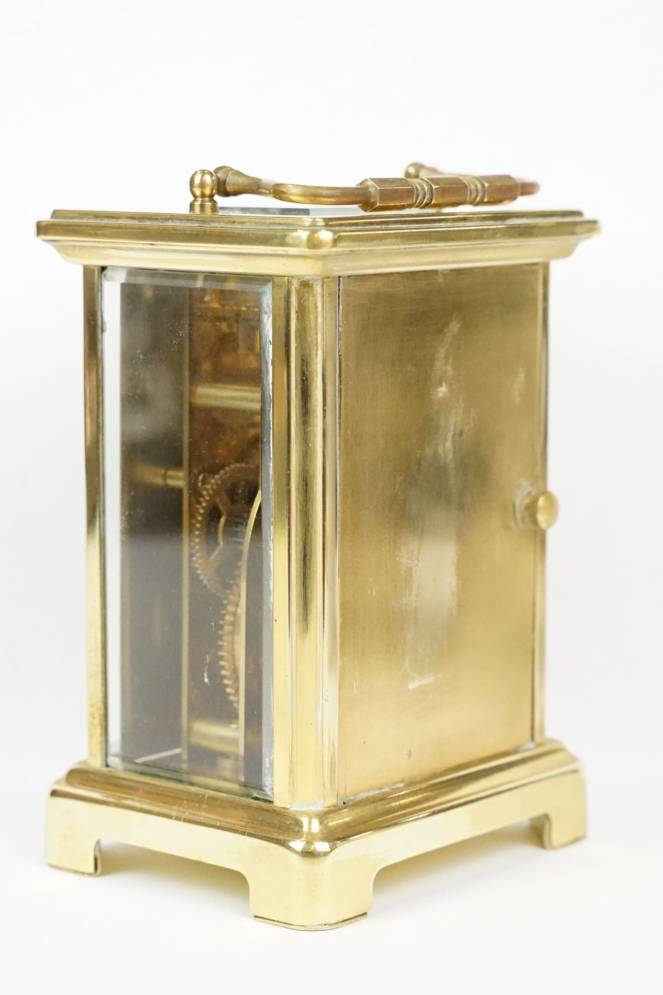 French ' Bayard ' 8 Day Carriage Clock in gilt metal case with three bevelled glass panels, 15cm - Image 5 of 9