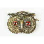 Brass owl vesta case with glass eyes