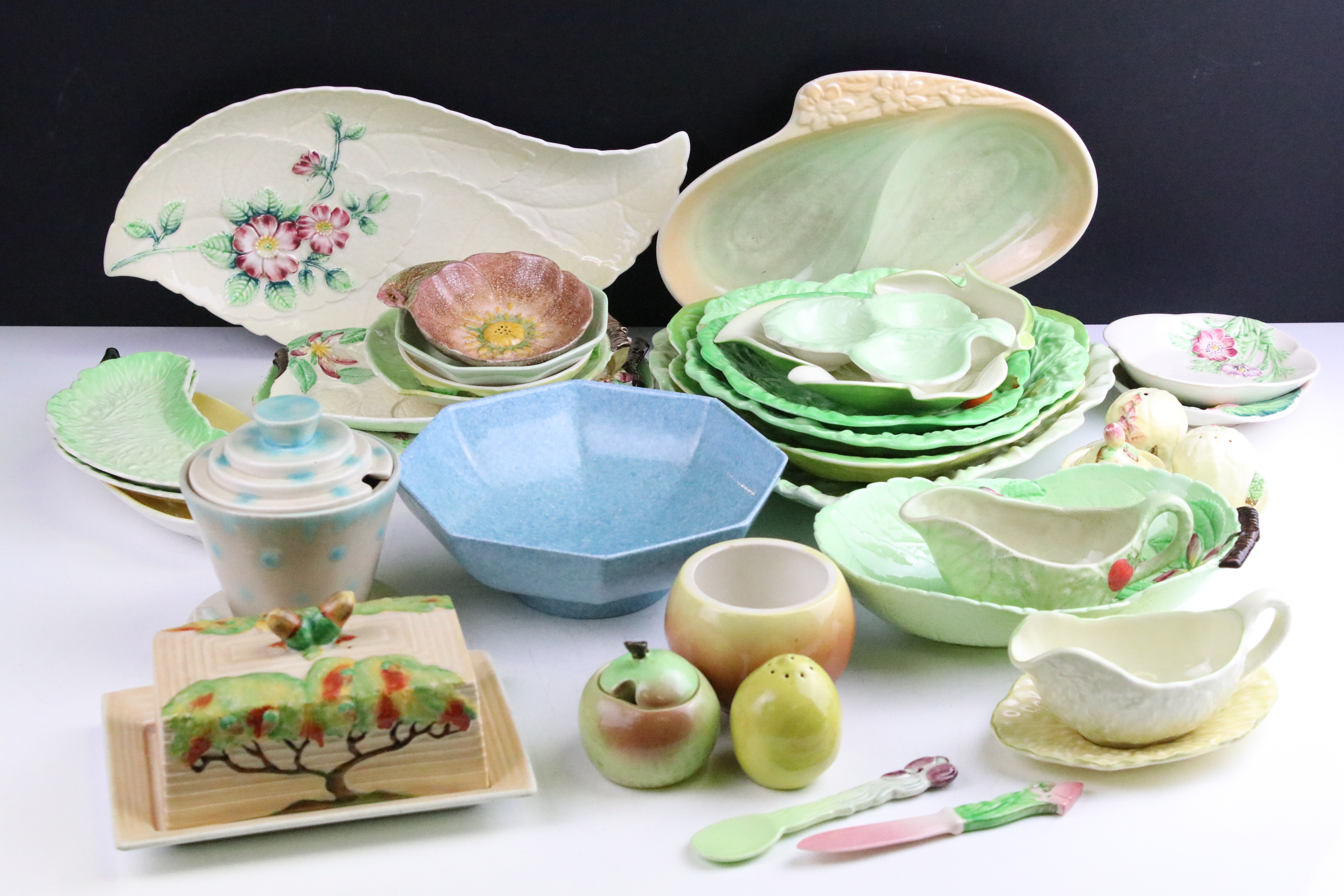 Collection of mid 20th century Carlton Ware ceramics to include Australian Design leaf dishes,