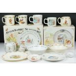 Collection of Beatrix Potter & Royal Doulton Bunnykins ceramics to include Wedgwood Peter Rabbit