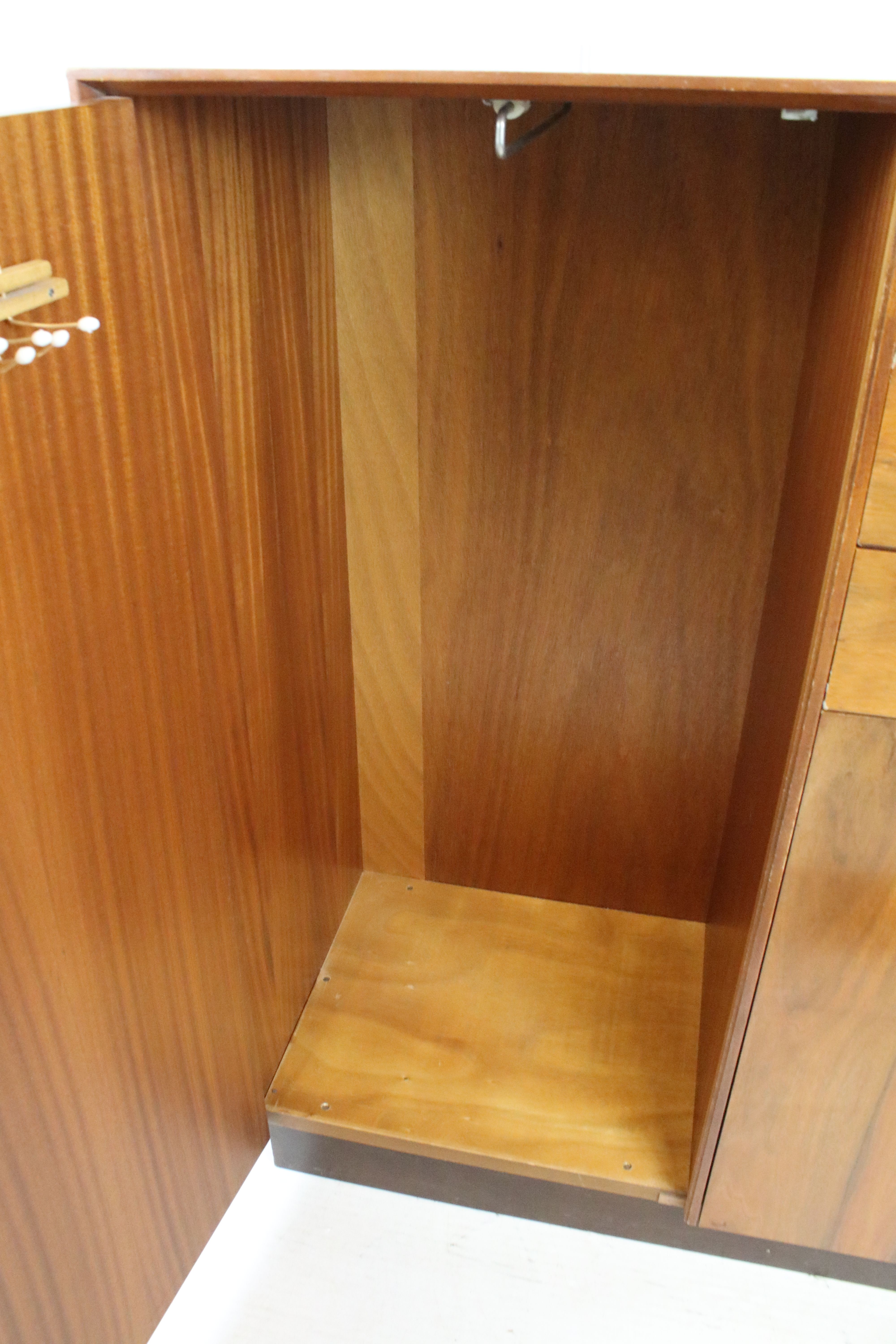 G Plan gentleman's wardrobe with hanging cupboard to one side and an arrangement of three drawers - Image 7 of 14