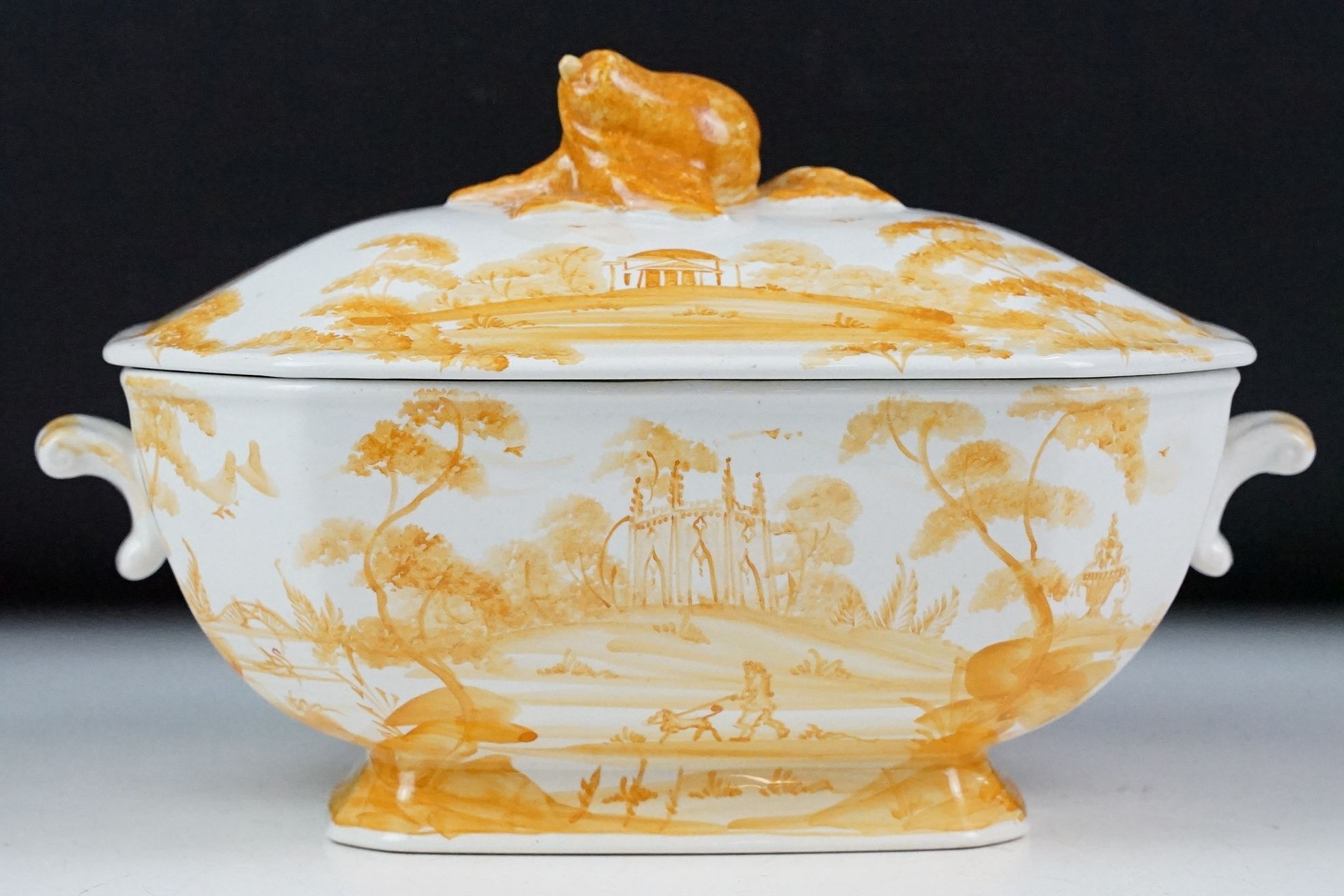 Isis Pottery, Oxford tureen and cover, hand painted in the saffron palette, 25cm long and an Isis - Image 2 of 12
