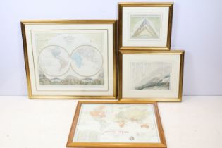A K Johnston, The World in Hemispheres, hand-coloured engraving, 52 x 61.5cm, J Dower, A View of the