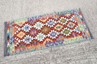 Chobi Kilim runner rug, approx 145cm x 66cm