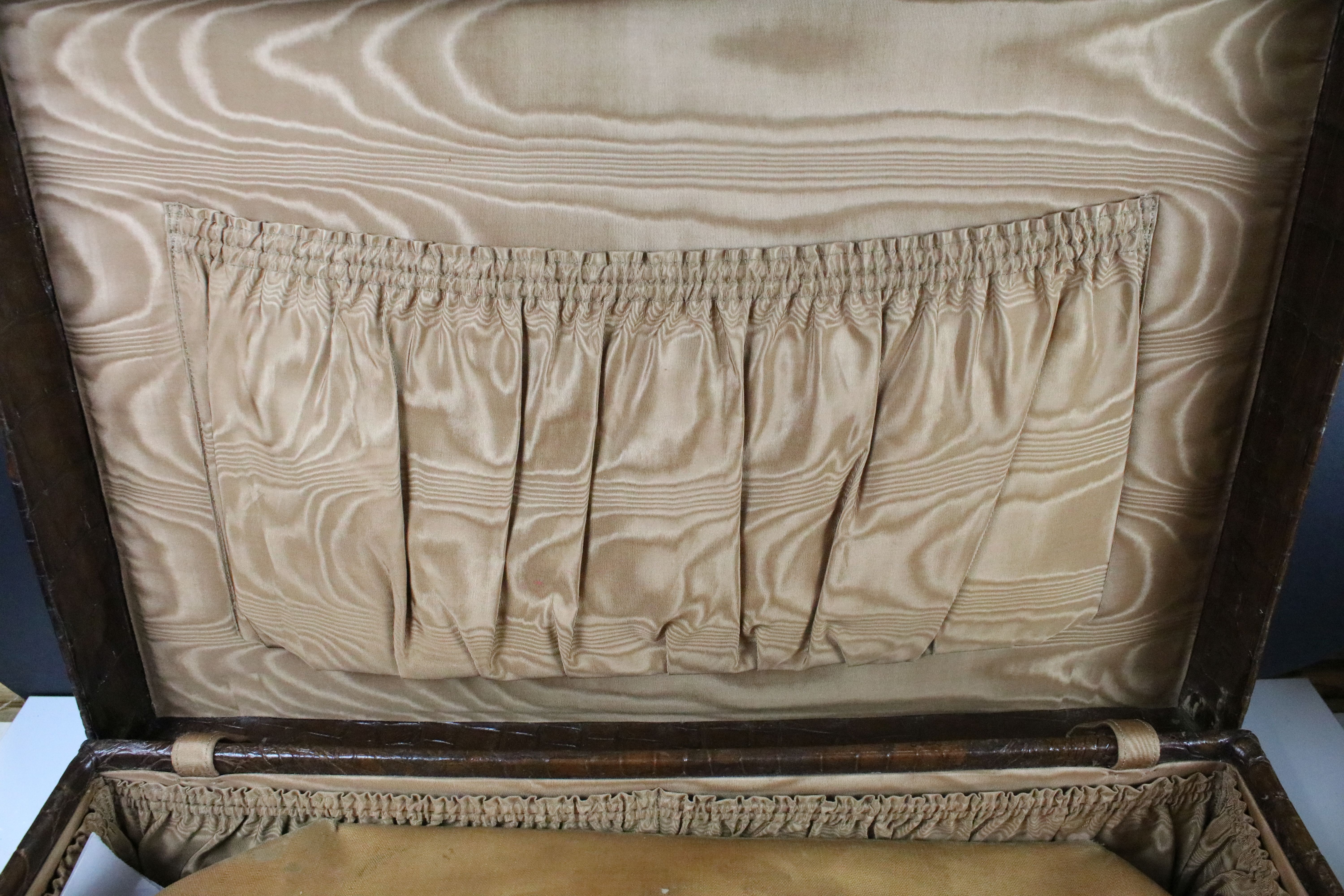 Vintage Luggage - A crocodile leather suitcase with gilt initials (approx 55cm wide), together - Image 3 of 4