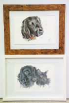 L Lucia, portrait of a dog and cat, watercolour, signed lower right, 20 x 28.5cm together with