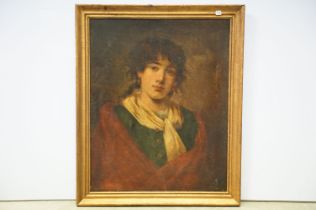 19th century English School, portrait of a young peasant girl, oil on canvas, 67 x 53cm, framed