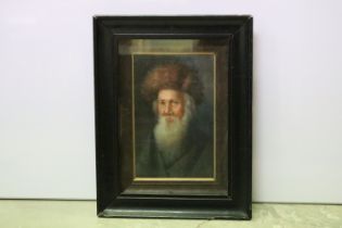 Framed oil painting portrait of a Jewish elder 26.5cm x 17cm